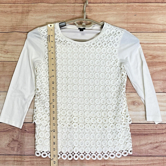 J Crew Blouse Womens Extra Small Cream Ivory 3/4 Sleeve Top - Picture 5 of 10